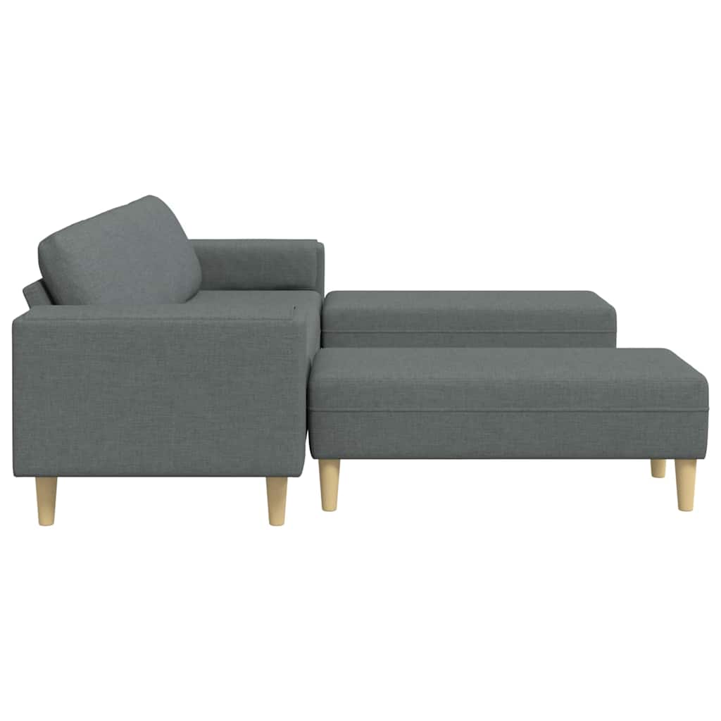 Sofa Sæt 3 Pcs Mørkegrå Stof - Billede 5
