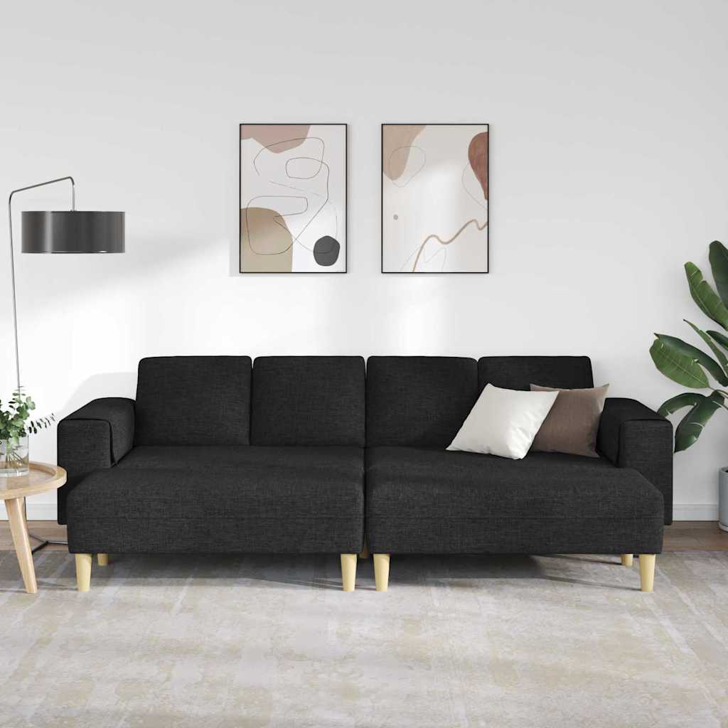 Sofa Sæt 3 Pcs Sort Stof - Billede 3