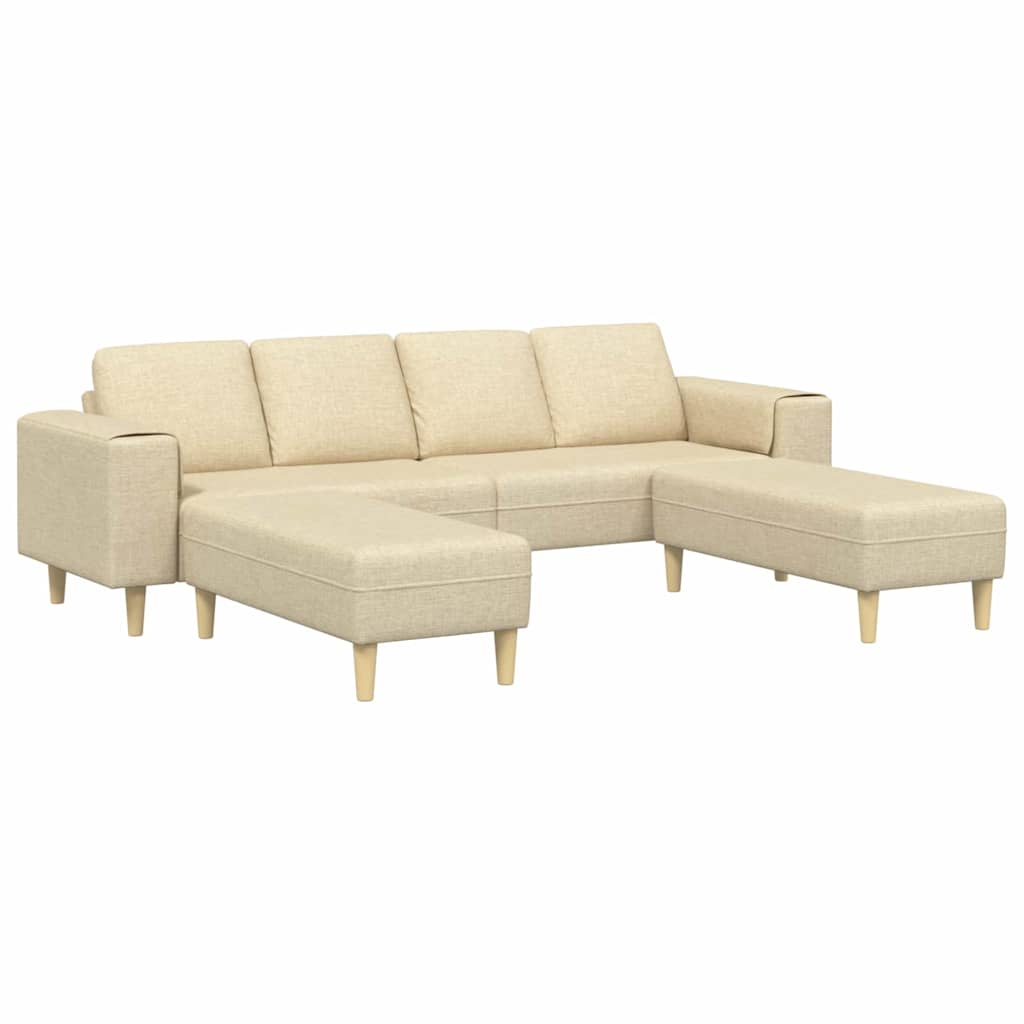 Sofa Sæt 3 Pcs Creme Stof - Billede 2
