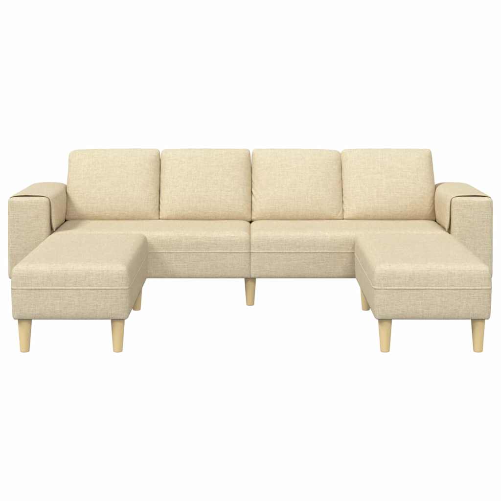 Sofa Sæt 3 Pcs Creme Stof - Billede 4