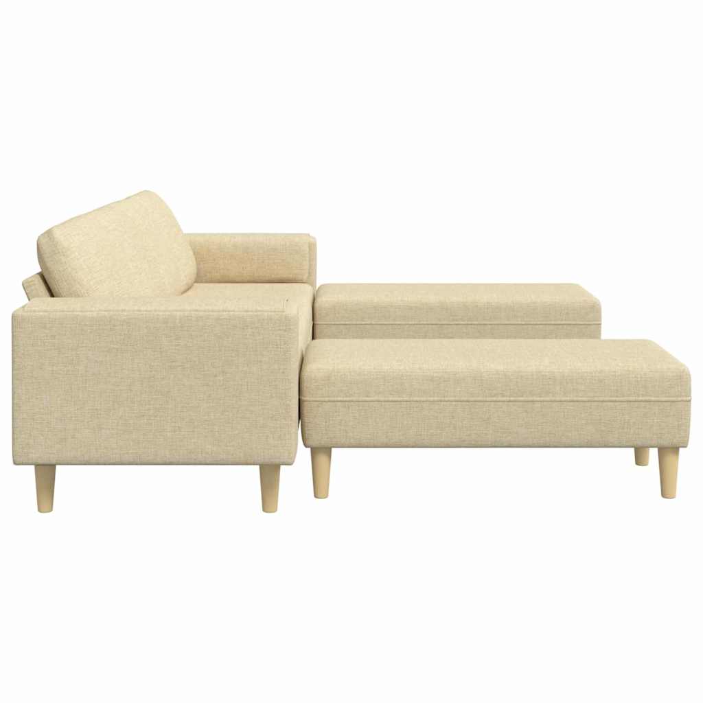 Sofa Sæt 3 Pcs Creme Stof - Billede 5