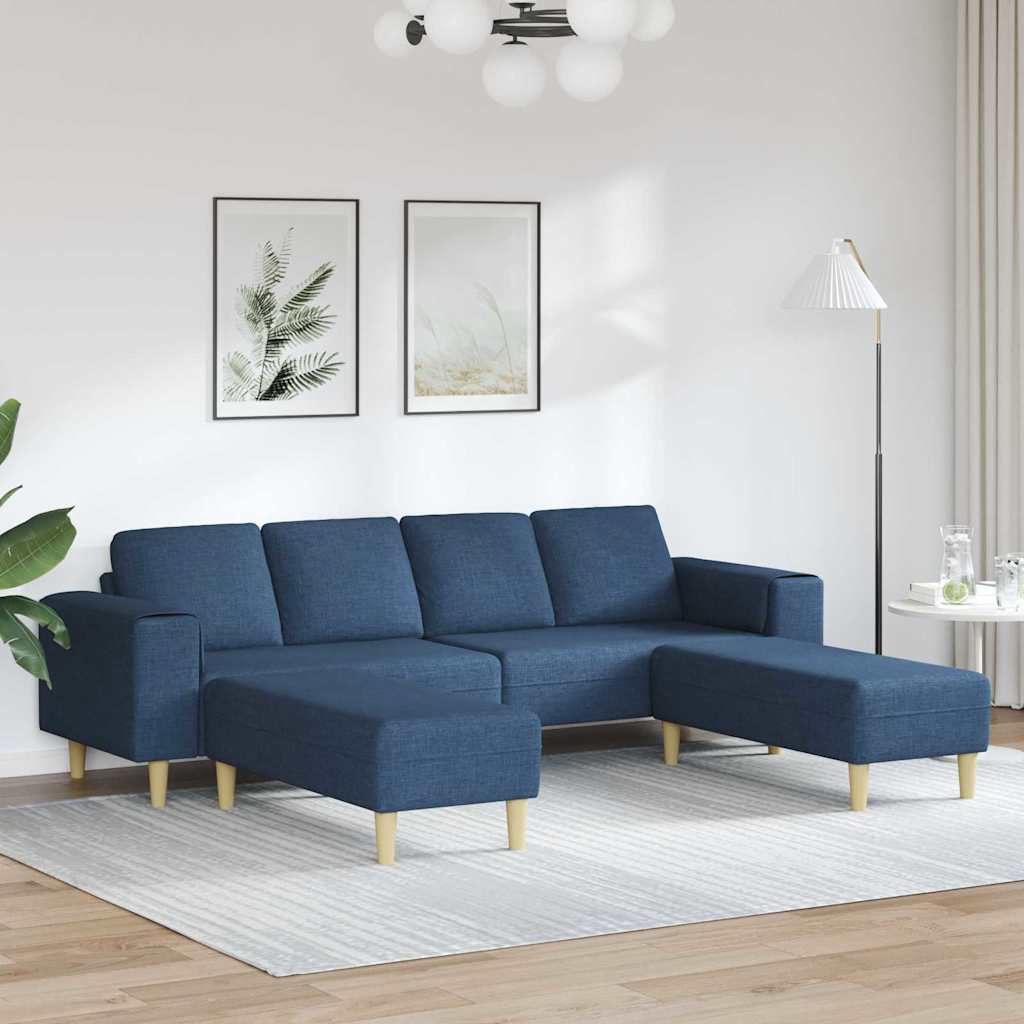 Sofa Sæt 3 Pcs Blå Stof - Hovedbillede