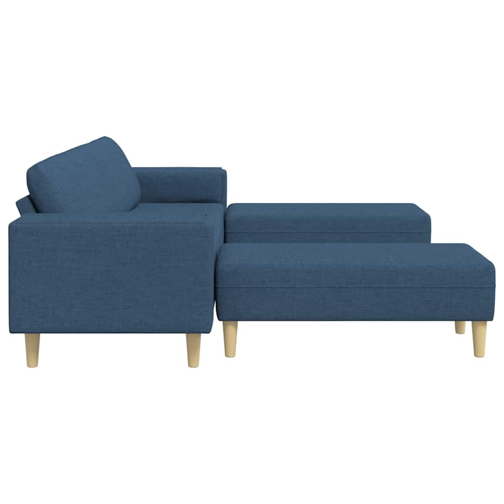 Sofa Sæt 3 Pcs Blå Stof - Billede 5