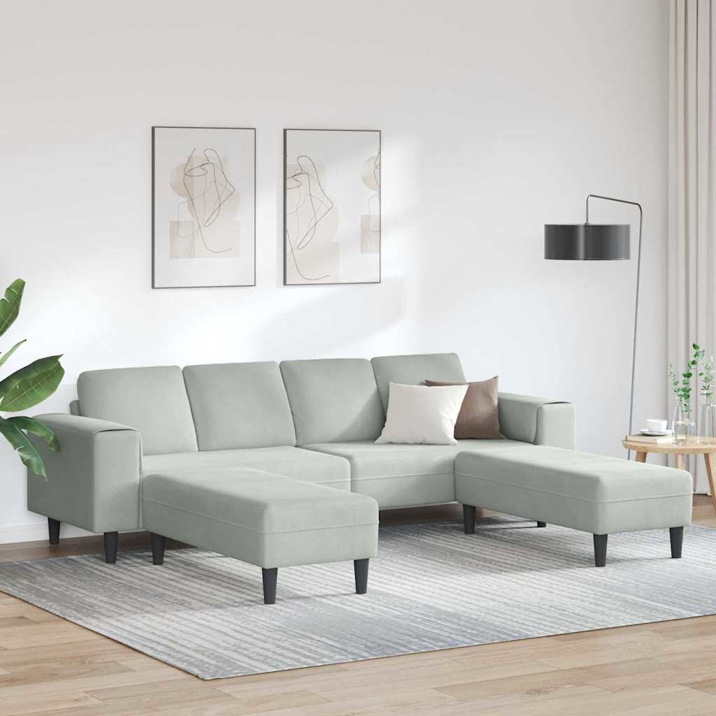 Sofa Sæt 3 Pcs Lysegrå Fløjl - Hovedbillede