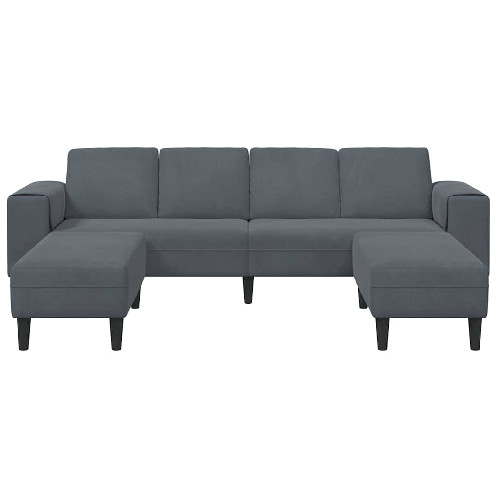 Sofa Sæt 3 Pcs Mørkegrå Fløjl - Billede 4