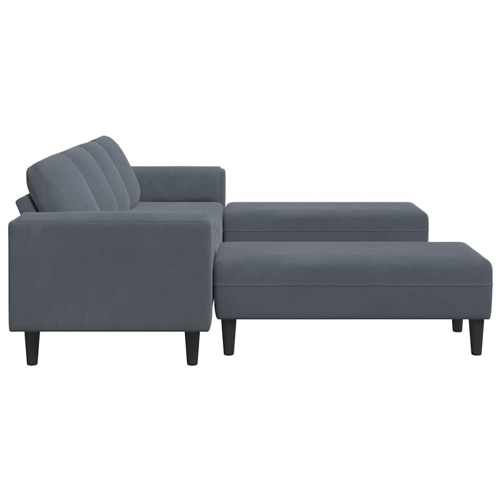 Sofa Sæt 3 Pcs Mørkegrå Fløjl - Billede 5