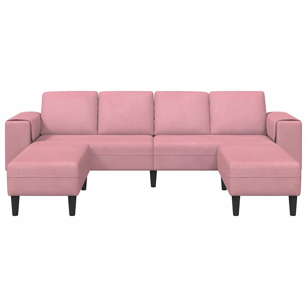 Sofa Sæt 3 Pcs Lyserød Fløjl - Billede 4