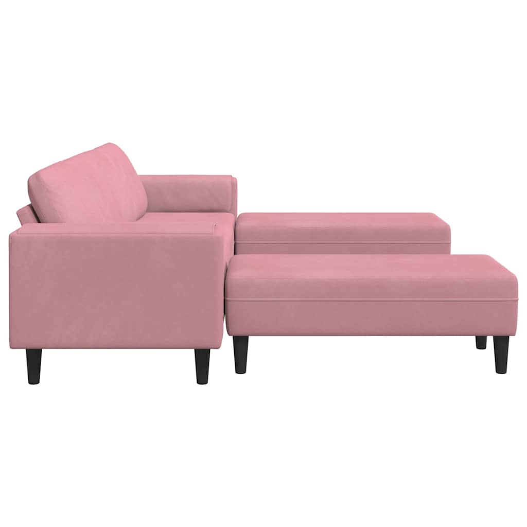 Sofa Sæt 3 Pcs Lyserød Fløjl - Billede 5