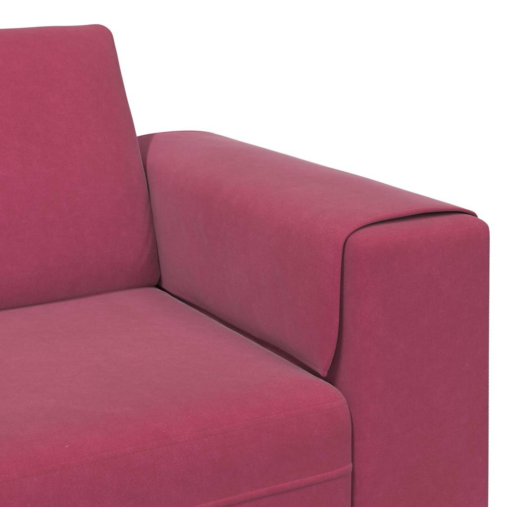 Sofa Sæt 3 Pcs Vinrød Fløjl - Billede 7