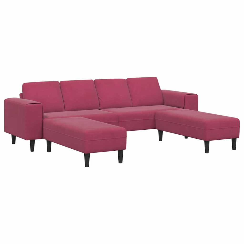 Sofa Sæt 3 Pcs Vinrød Fløjl - Billede 2