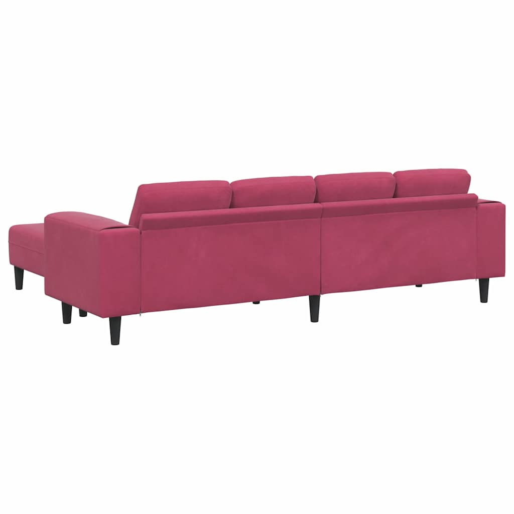 Sofa Sæt 3 Pcs Vinrød Fløjl - Billede 6