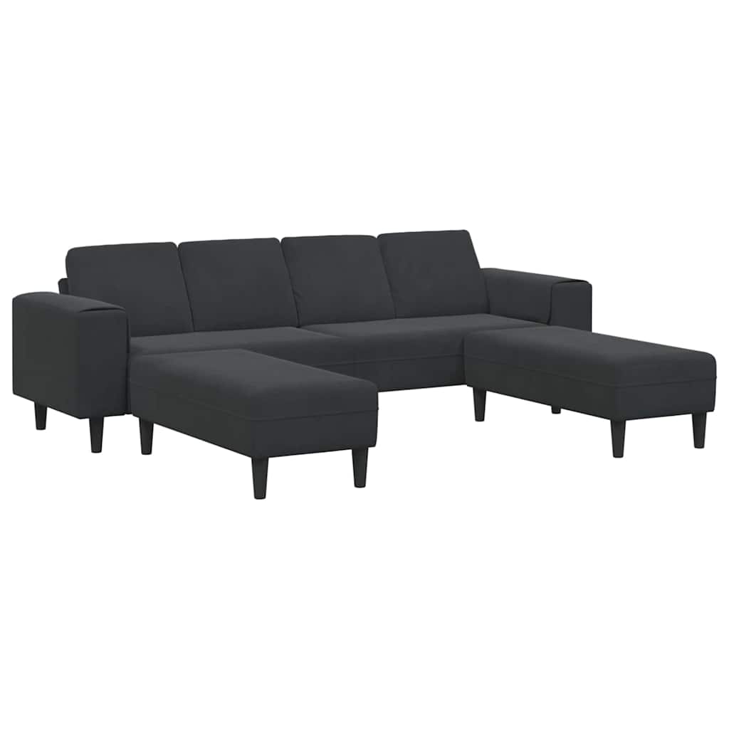 Sofa Sæt 3 Pcs Sort Fløjl - Billede 2