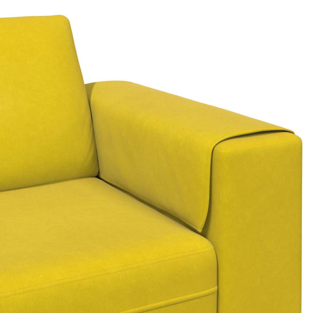Sofa Sæt 3 Pcs Gul Fløjl - Billede 7