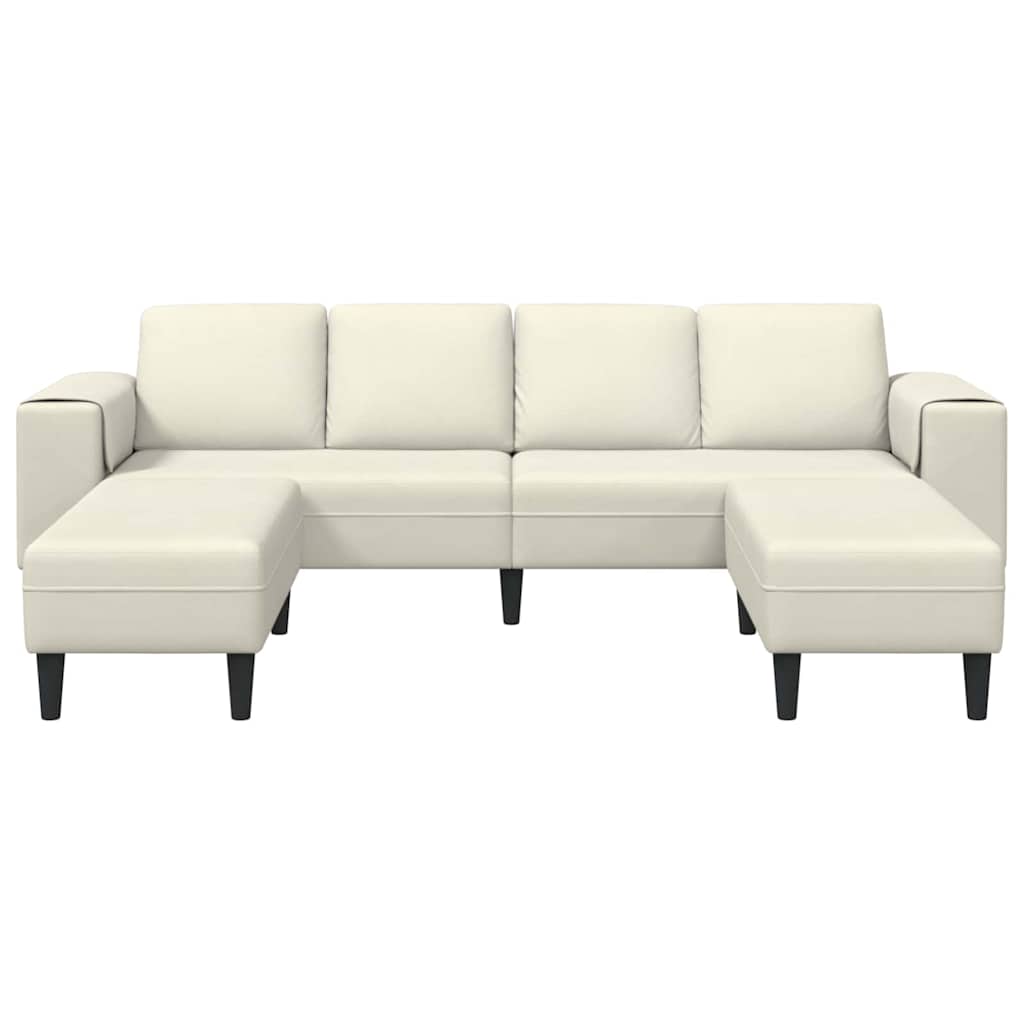Sofa Sæt 3 Pcs Creme Fløjl - Billede 4