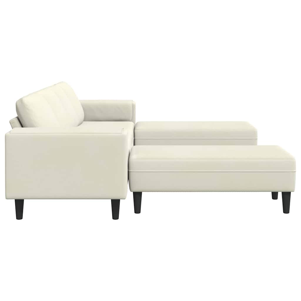 Sofa Sæt 3 Pcs Creme Fløjl - Billede 5