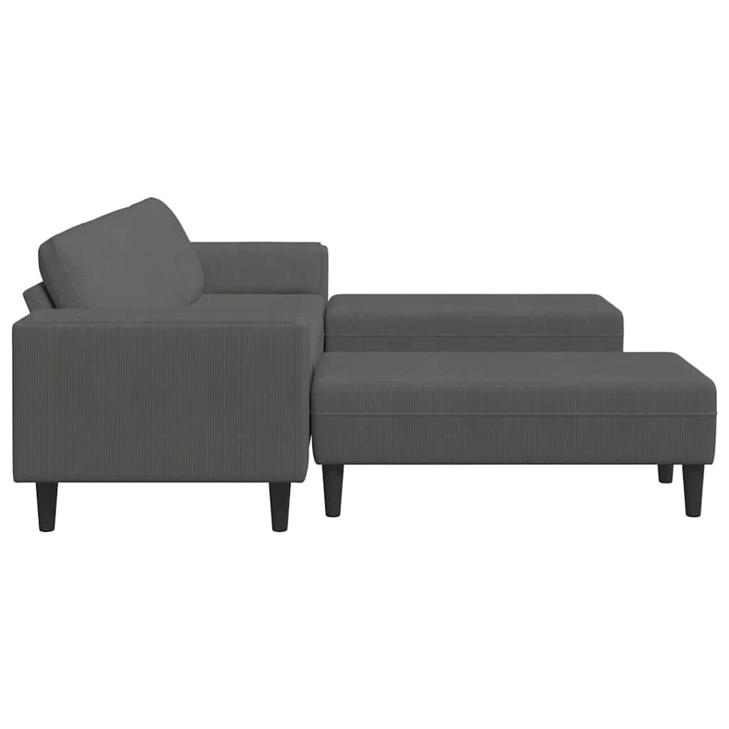 Stof Sofa Med Pude Mørkegrå Corduroy Stof - Billede 5