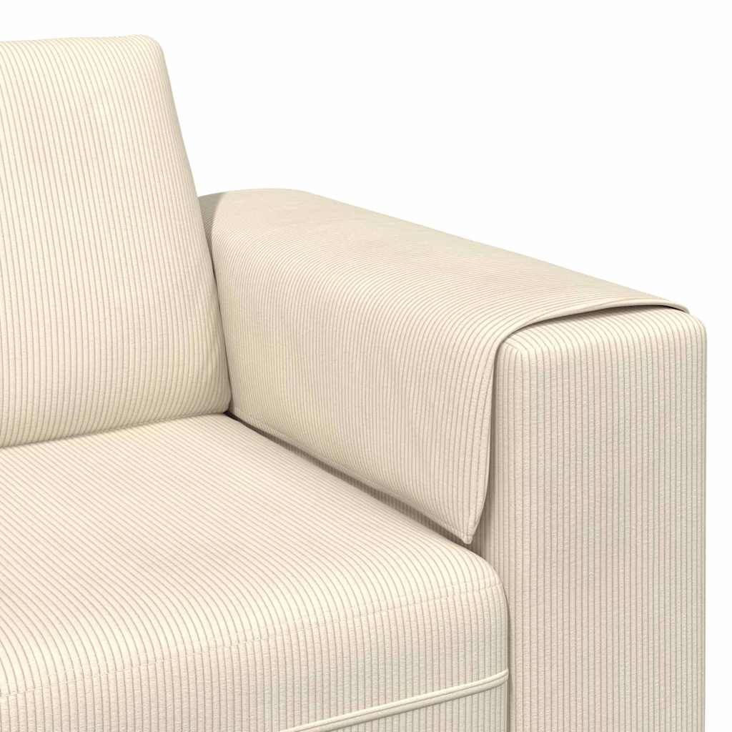 Stof Sofa Med Pude Creme 208 Cm Corduroy Stof - Billede 7