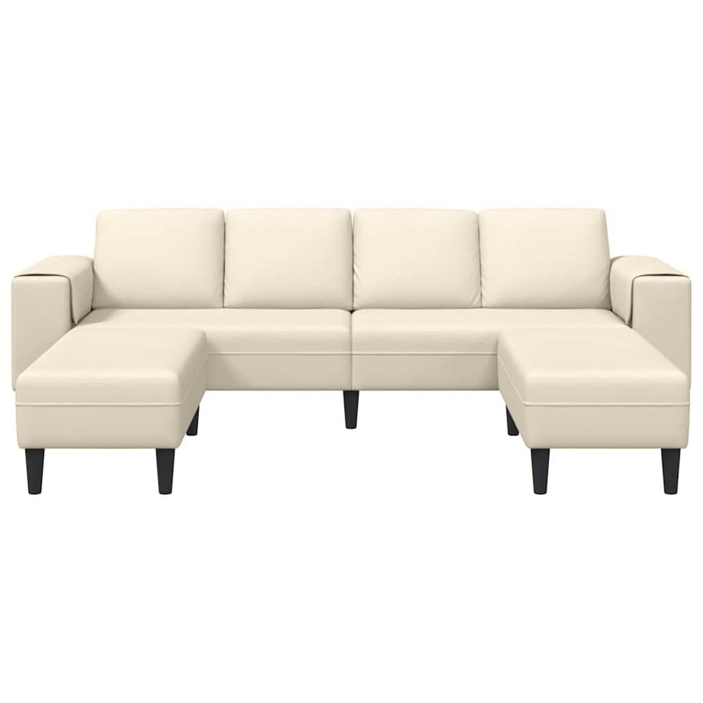 Stof Sofa Med Pude Creme 208 Cm Corduroy Stof - Billede 4
