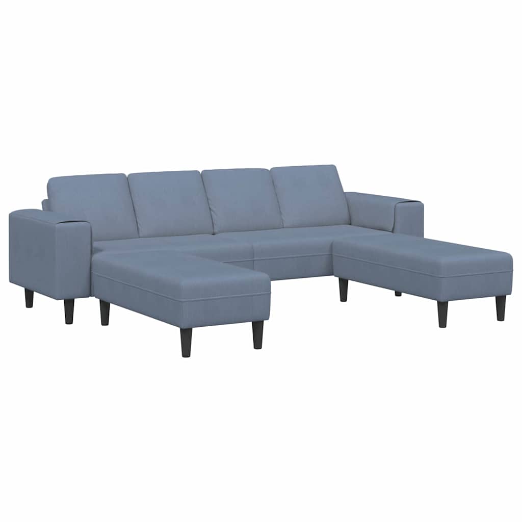 Stof Sofa Med Pude Blå Corduroy Stof - Billede 2