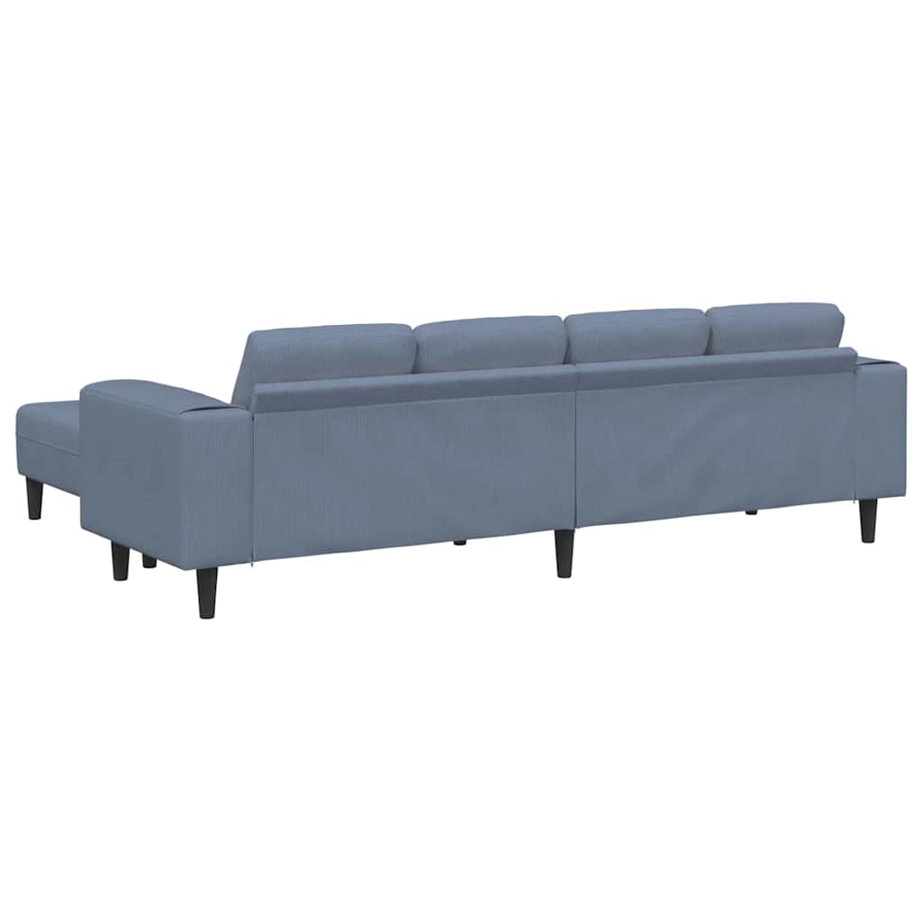 Stof Sofa Med Pude Blå Corduroy Stof - Billede 6