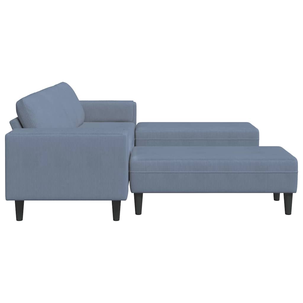 Stof Sofa Med Pude Blå Corduroy Stof - Billede 5