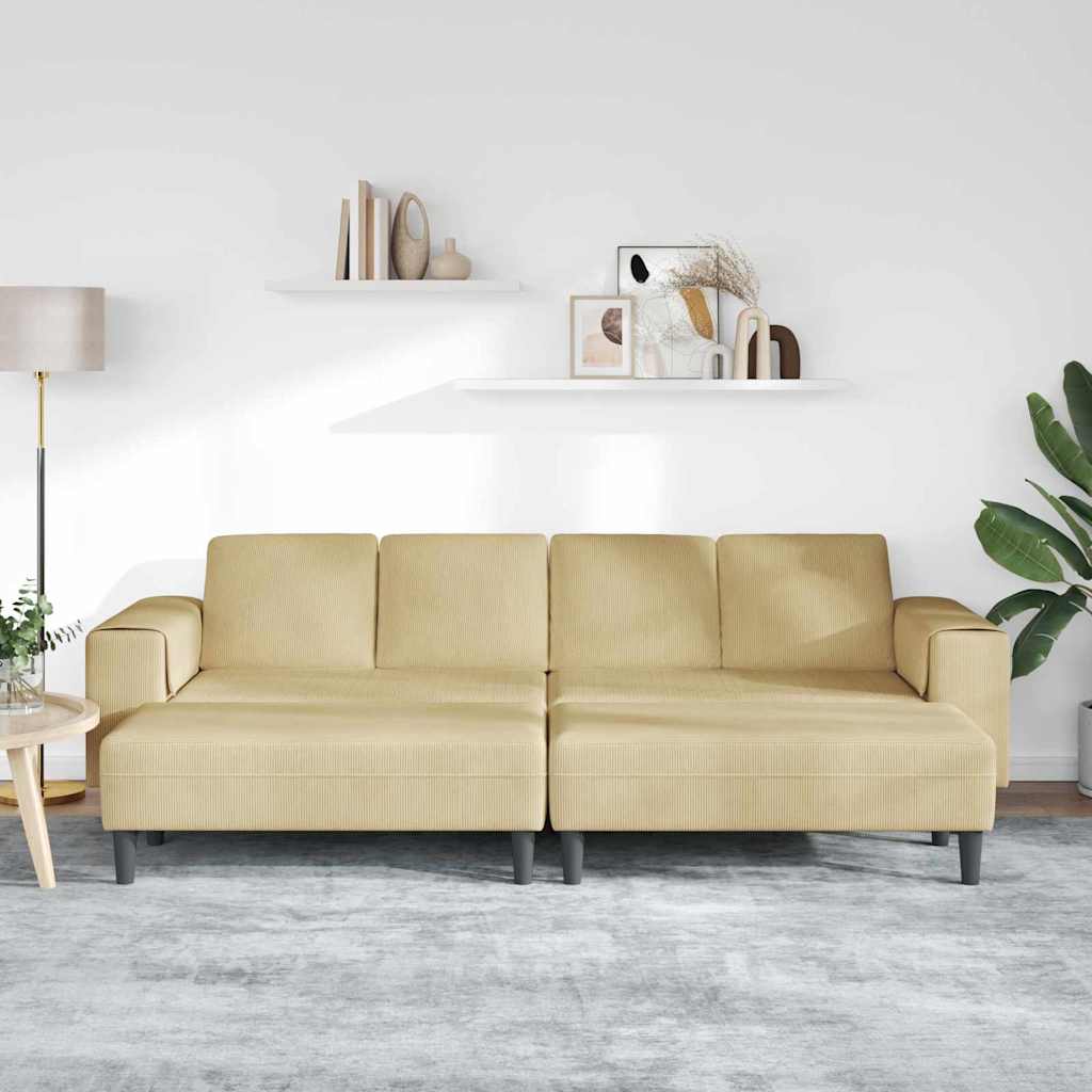 Stof Sofa Med Pude Grågrøn Corduroy Stof - Billede 3