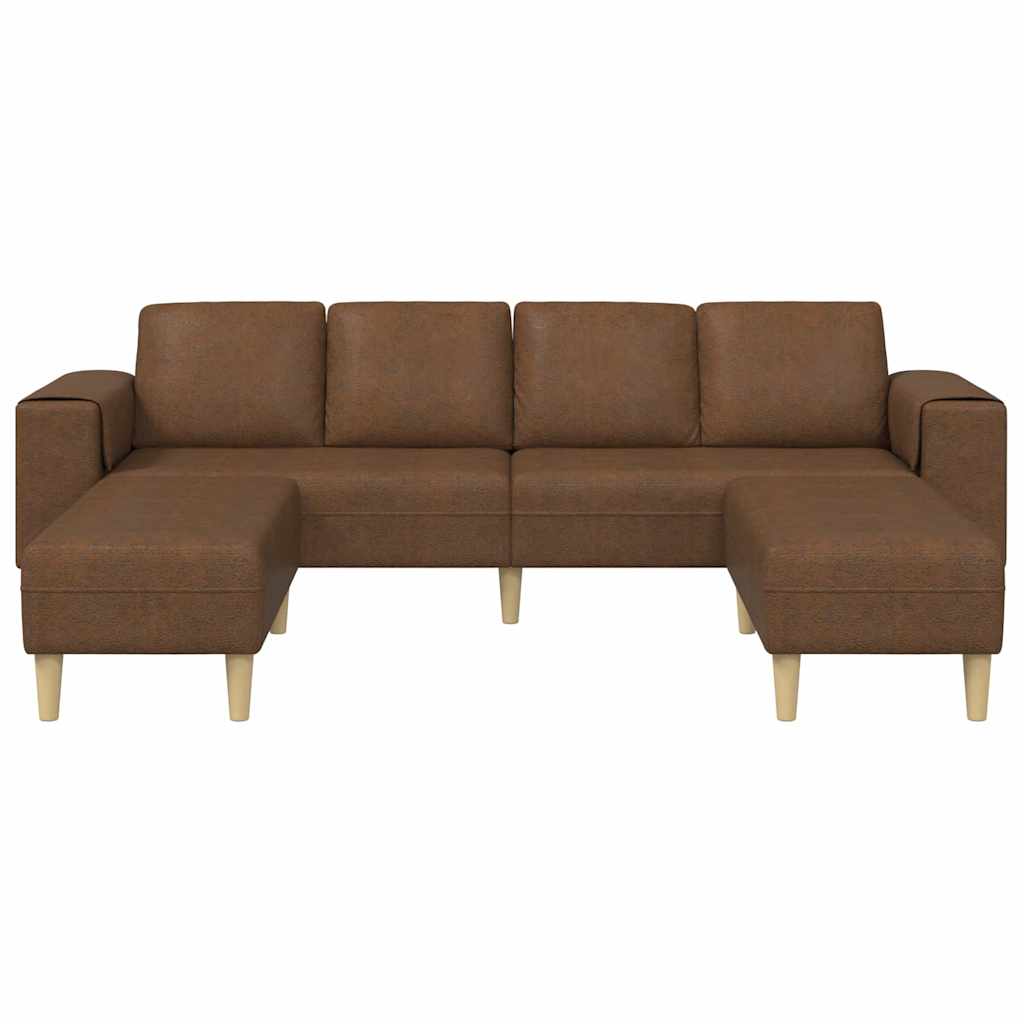 Sofa Sæt 3 Pcs Brun Faux Suede Læder - Billede 4