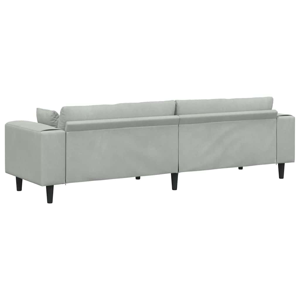 Fløjls Sofa Med Pude Lysegrå 208 Cm Fløjl - Billede 6