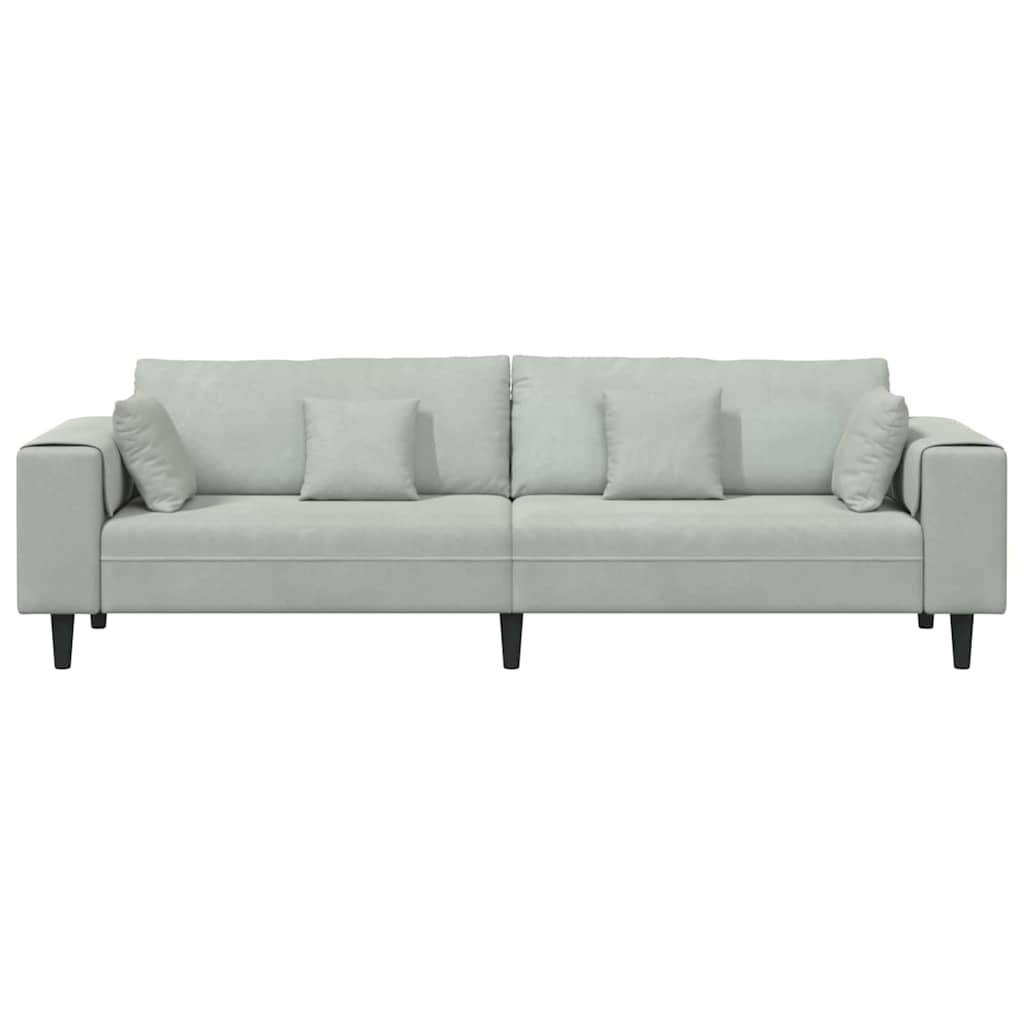 Fløjls Sofa Med Pude Lysegrå 208 Cm Fløjl - Billede 4