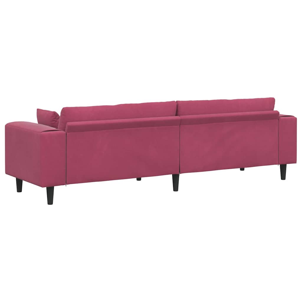 Fløjls Sofa Med Pude Vinrød 208 Cm Fløjl - Billede 6