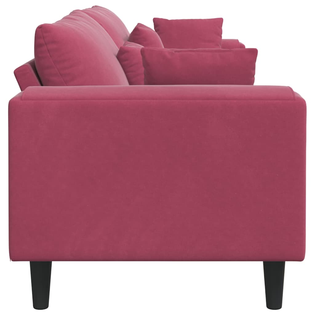 Fløjls Sofa Med Pude Vinrød 208 Cm Fløjl - Billede 5