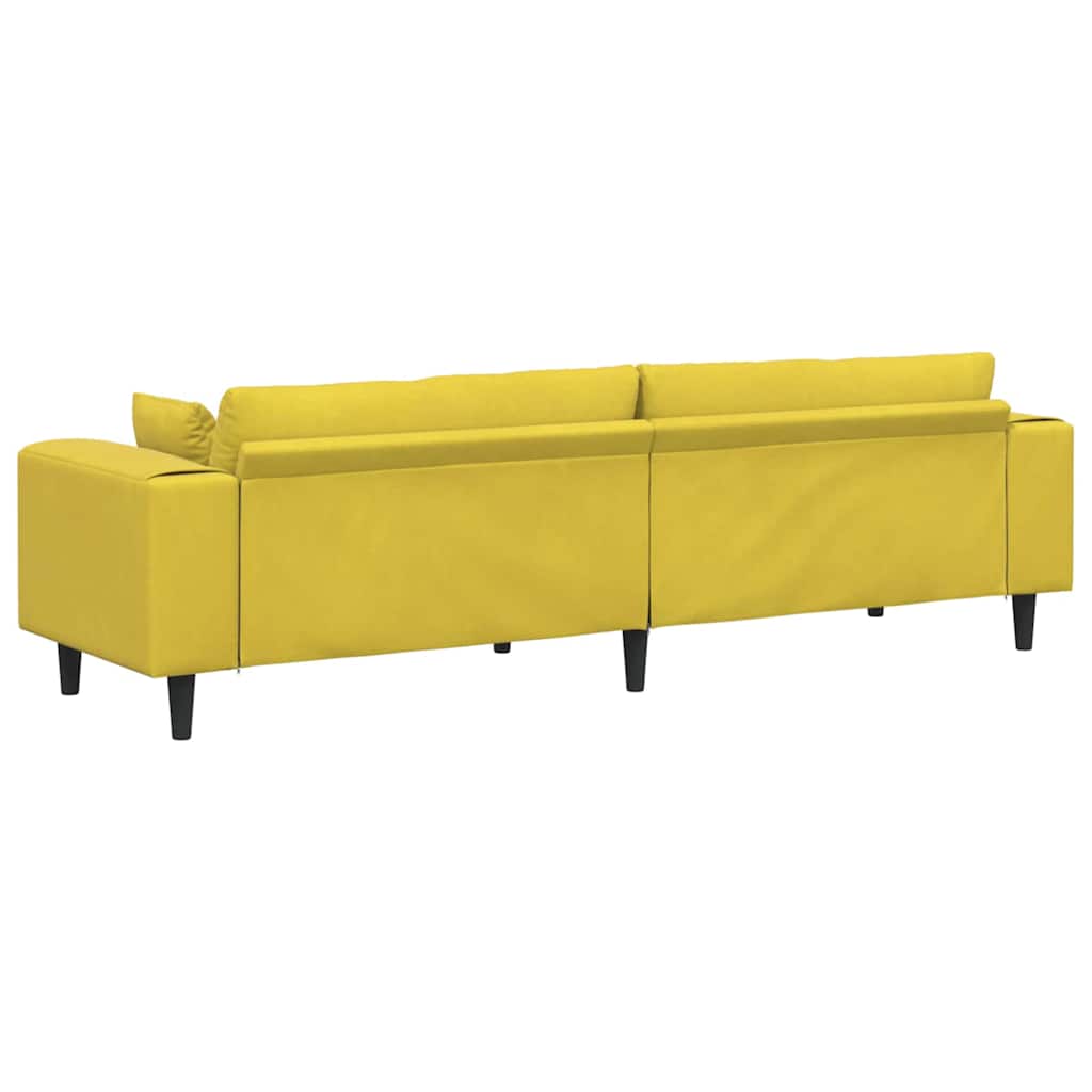 Fløjls Sofa Med Pude Gul 210 Cm Fløjl - Billede 6
