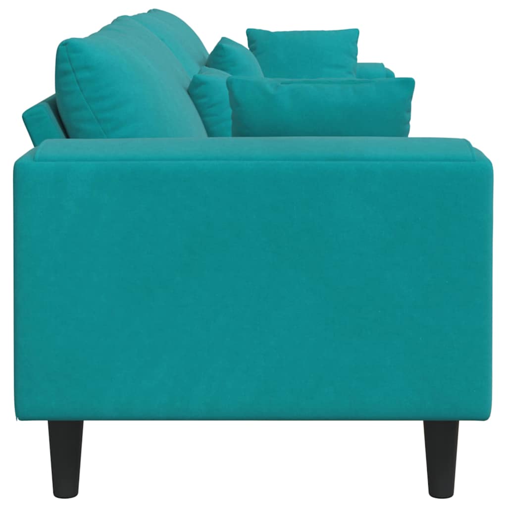Fløjls Sofa Med Pude Turkis 208 Cm Fløjl - Billede 5