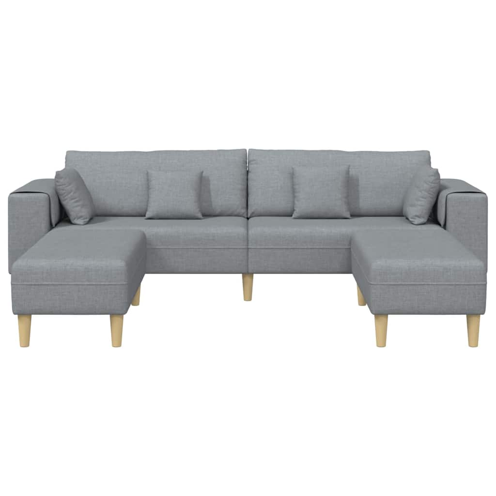 Stof Sofa Med Pude Lysegrå 208 Cm Stof - Billede 4