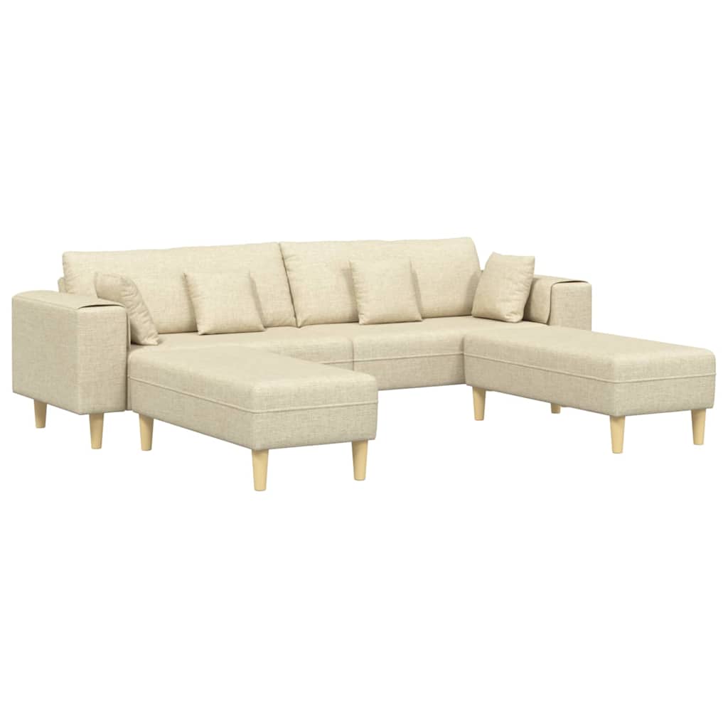 Stof Sofa Med Pude Creme 208 Cm Stof - Billede 2