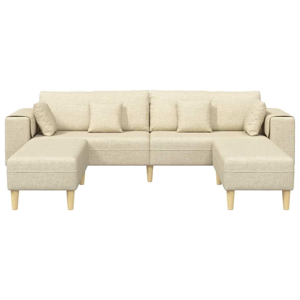 Stof Sofa Med Pude Creme 208 Cm Stof - Billede 4