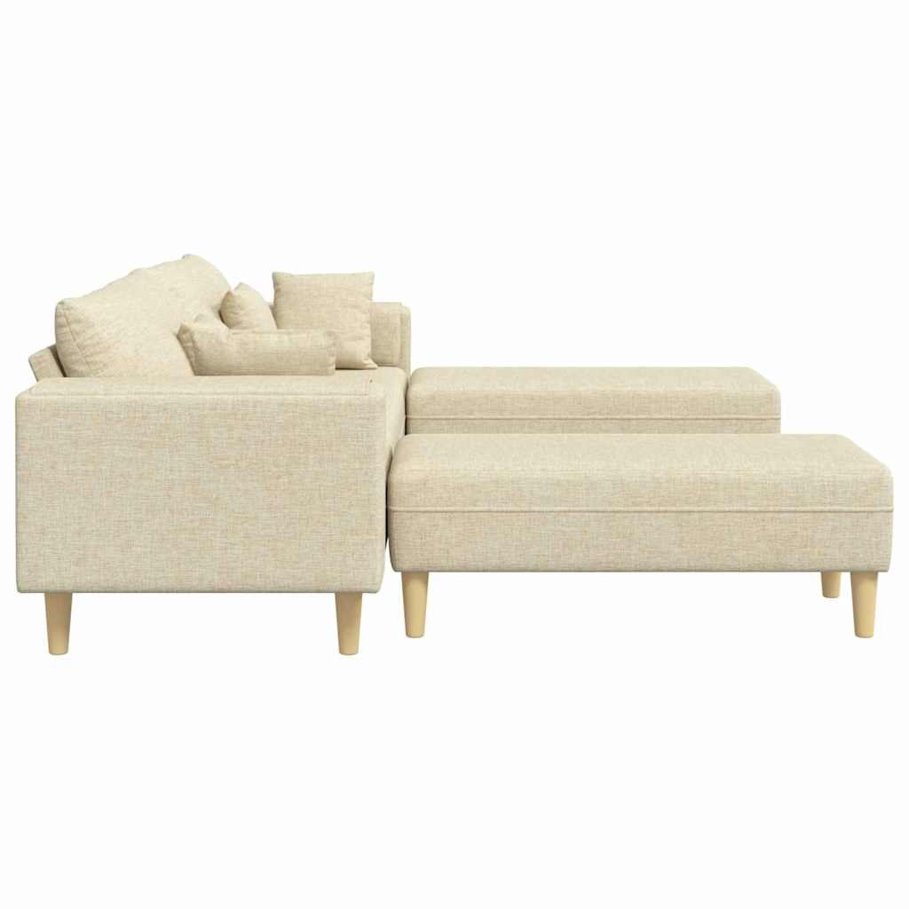 Stof Sofa Med Pude Creme 208 Cm Stof - Billede 5