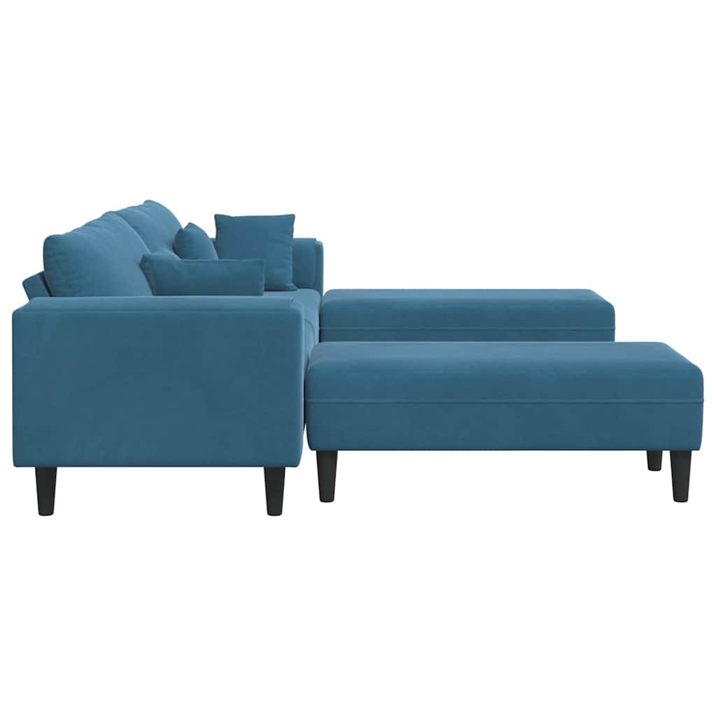 Fløjls Sofa Med Pude 3 Pcs Blå 208 Cm Fløjl - Billede 5