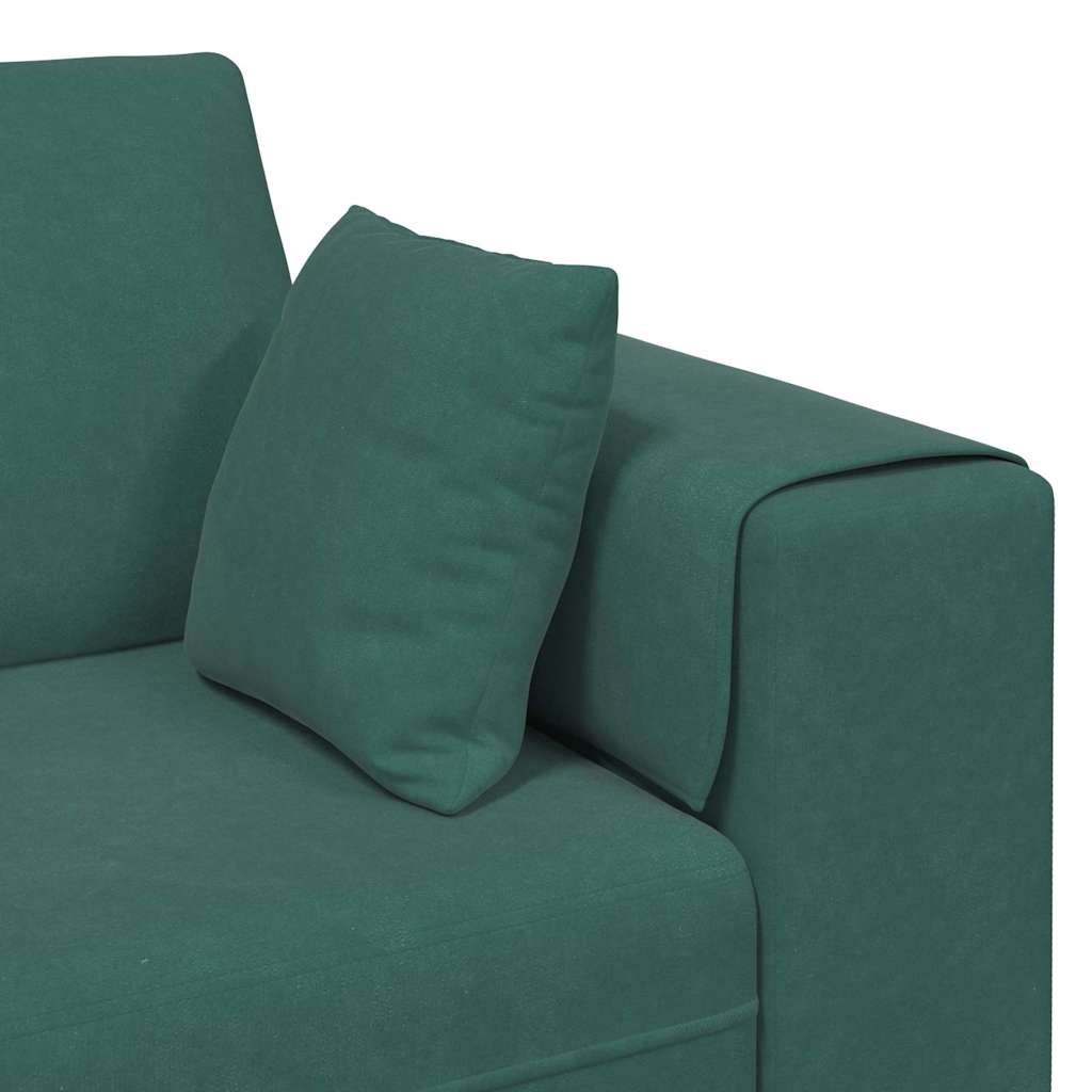 Fløjls Sofa Med Pude 3 Pcs Mørkegrøn 208 Cm Fløjl - Billede 7