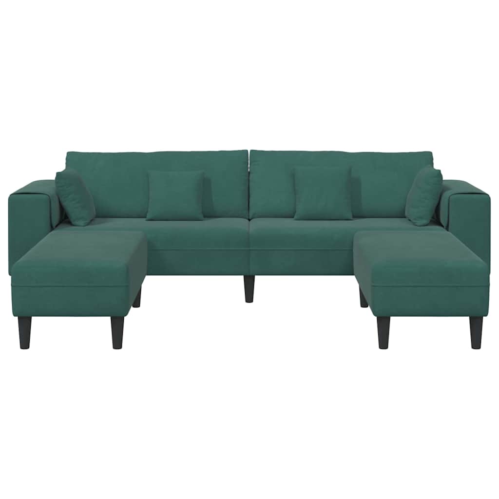 Fløjls Sofa Med Pude 3 Pcs Mørkegrøn 208 Cm Fløjl - Billede 4