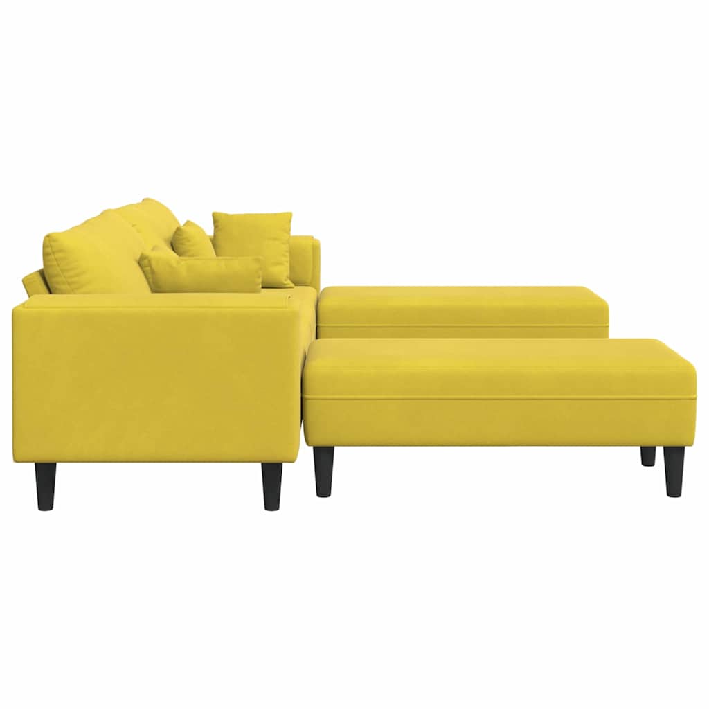Fløjls Sofa Med Pude 3 Pcs Gul 208 Cm Fløjl - Billede 5