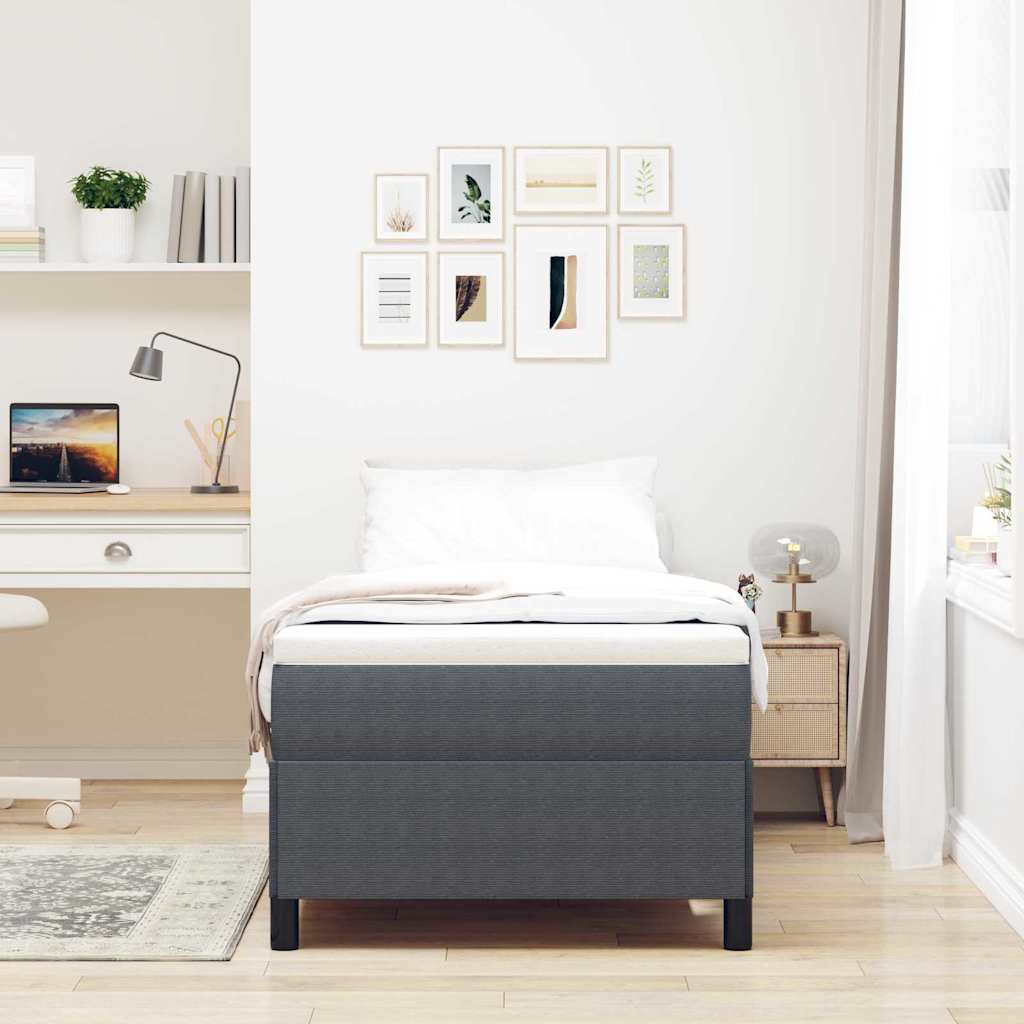 Sengestel Mørkegrå 90 190 Cm Corduroy Stof - Billede 4