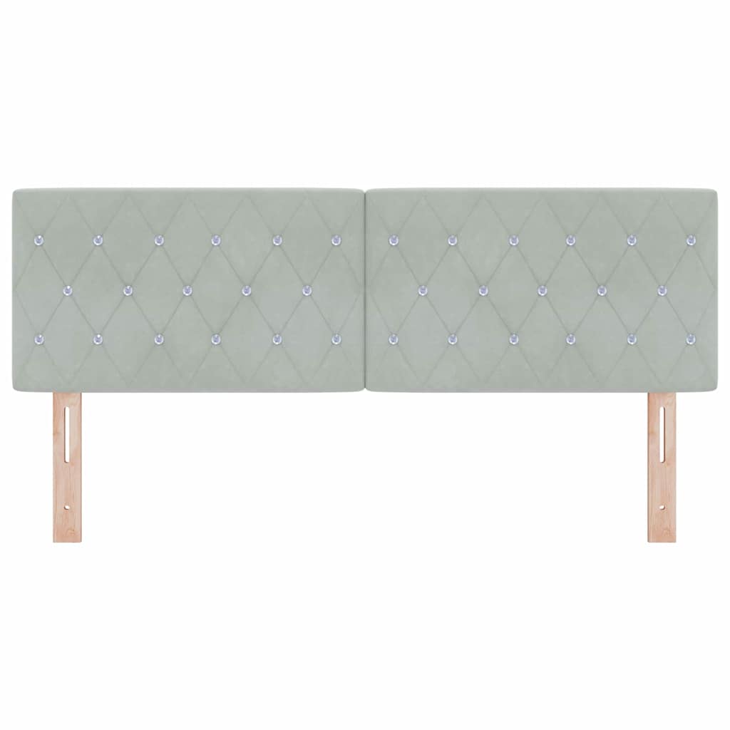 Fløjl Sengegavl Argyle Med Hovedgærde Lysegrå 140 Cm Fløjl - Billede 4