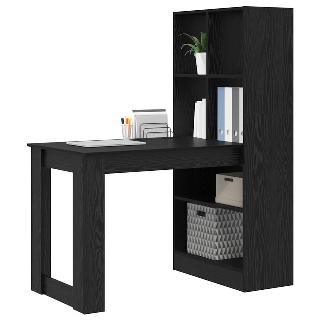Bord Med Hylde Sort Eg 122 X 67 X 145 Cm Konstrueret Træ - Billede 3