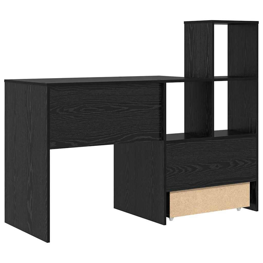 Bord Med Skuffe Sort Eg 131,5 X 50 X 106,5 Cm Konstrueret Træ - Billede 9