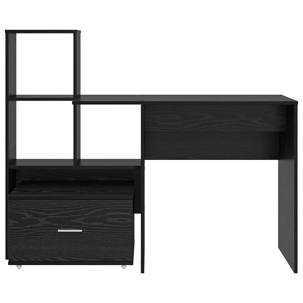 Bord Med Skuffe Sort Eg 131,5 X 50 X 106,5 Cm Konstrueret Træ - Billede 8