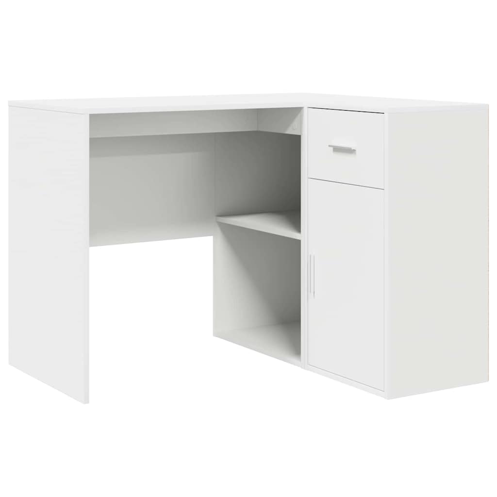 Hjørneskrivebord Med Dør Hvid 102 X 50 X 75 Cm Konstrueret Træ - Billede 2