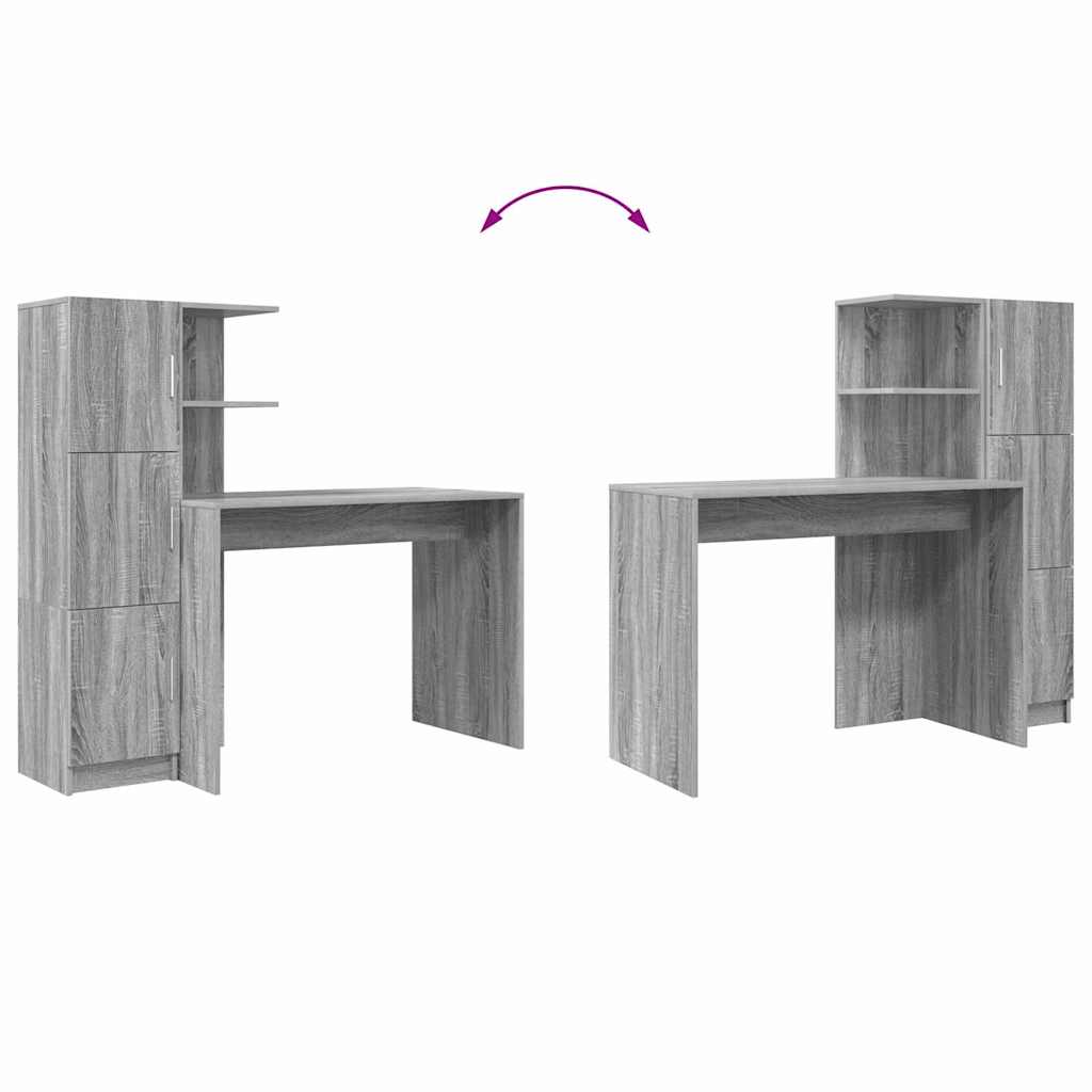 Skrivebord Med Opbevaring 2 Pcs Grå Sonoma-eg 102 X 50 X 124 Cm - Billede 13