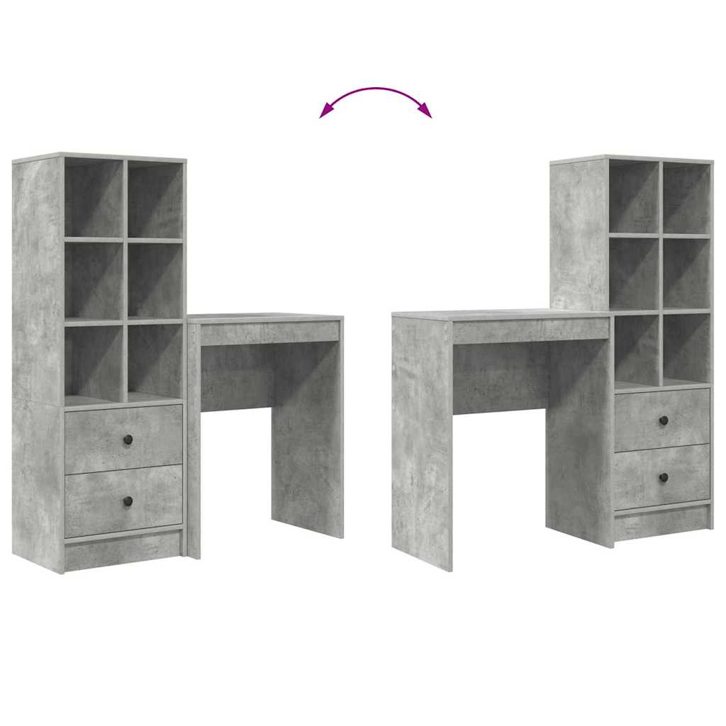 Skrivebord Med Opbevaring 2 Pcs Beton Grå 45,5 X 34 X 127 Cm - Billede 13