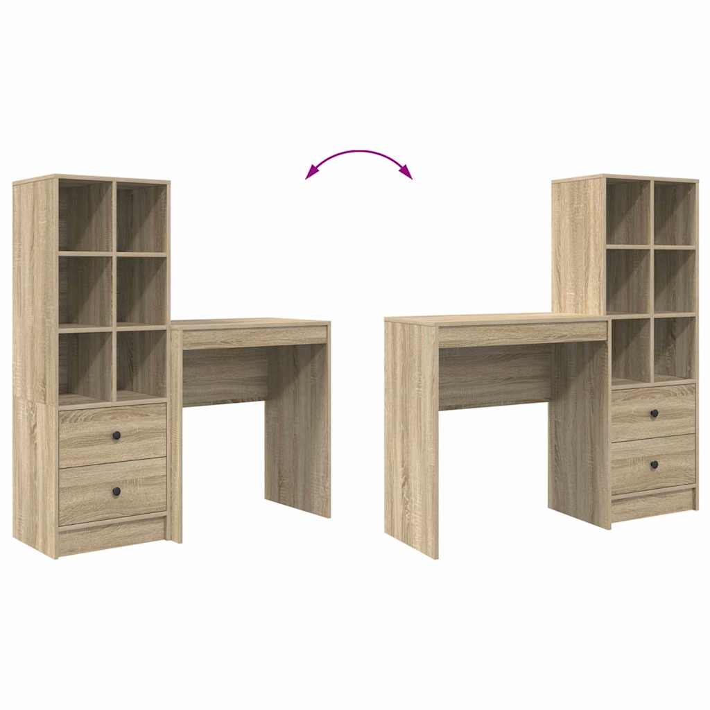 Skrivebord Med Opbevaring 2 Pcs Sonoma Eg 70 X 40 X 76 Cm - Billede 13